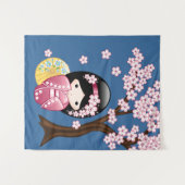 春こけし人日本の形 – かわいい芸者 タペストリー (正面(横))