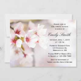 春さくらんぼフローズピンクホワイトブライダルシャワー 招待状