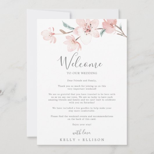 春さくらんぼブロッサムウェルカムレター&旅程 (正面)