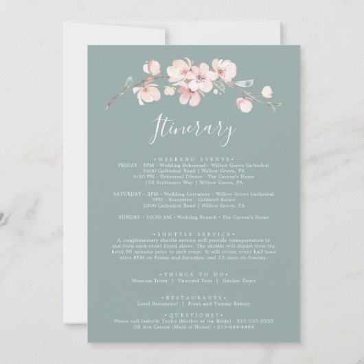 春さくらんぼブロッサムウェルカムレター&旅程 (裏面)