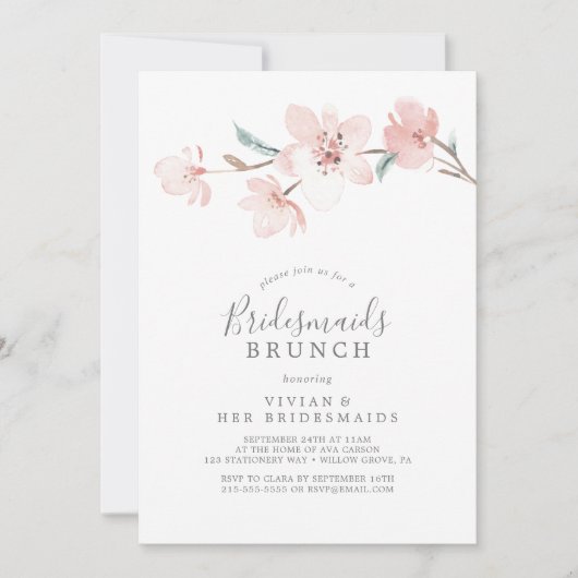 春さくらんぼブロッサムブリデスメイドブランチ 招待状 (正面)