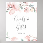 春さくらんぼ花のカードとギフトサイン ポスター (正面)