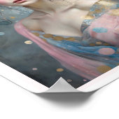 春さくらんぼ花の女性とダークヘア ポスター (角)