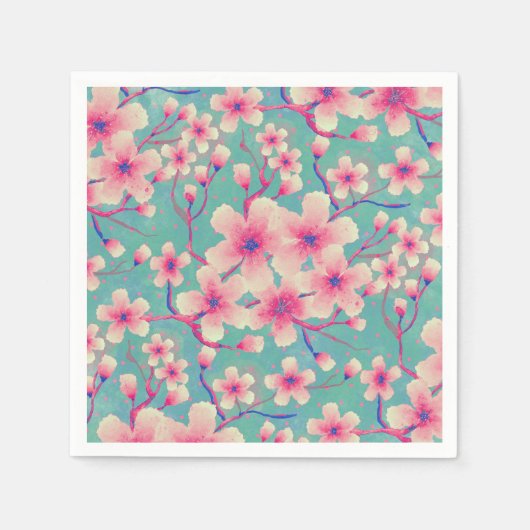 春さくらんぼ花グリーンケースメイトiPhone Cas スタンダードカクテルナプキン (正面)
