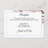 春さくらんぼ花咲きピンクブルーウェディングレセプション エンクロージャーカード (正面)