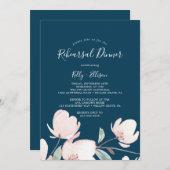 春さくらんぼ花 |ネイビーリハーサルディナー 招待状 (正面/裏面)