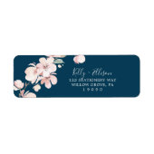 春さくらんぼ花 |ネイビー差出人住所ラベル ラベル (正面)