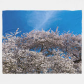 春さくらんぼ花 フリースブランケット (正面(横))