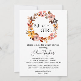 春さくらんぼ花 | 女の子の赤ちゃんシャワー 招待状