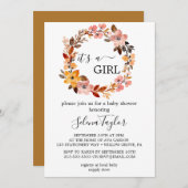 春さくらんぼ花 | 女の子の赤ちゃんシャワー 招待状 (正面/裏面)