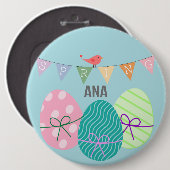 春とイースターカラフルの卵ボタン 缶バッジ (正面&裏面)