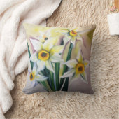 春とイースターデコールのためのダフォジル クッション (ブランケット)