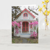 春とビクトリアンコテージ – マーサズヴィネヤード カード (黄色い花)