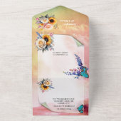 春と夏の花の花模様 オールインワン招待状 (外側)
