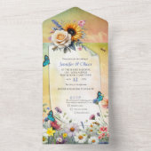 春と夏の花の花模様 オールインワン招待状 (内側)