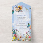春と夏の花の花模様 オールインワン招待状 (内側)