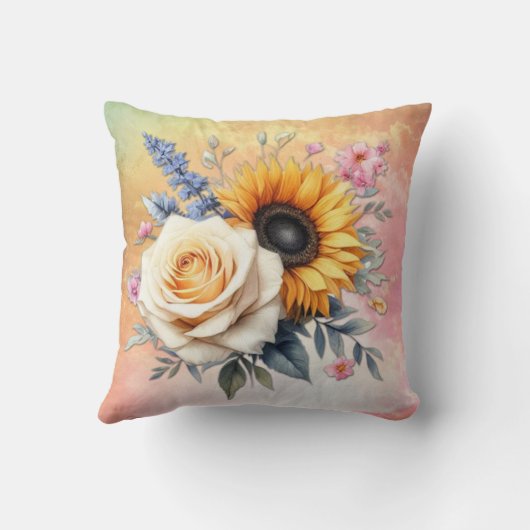 春と夏の花の花模様 クッション (裏面)