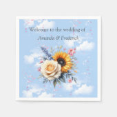 春と夏の花の花模様 スタンダードカクテルナプキン (正面)