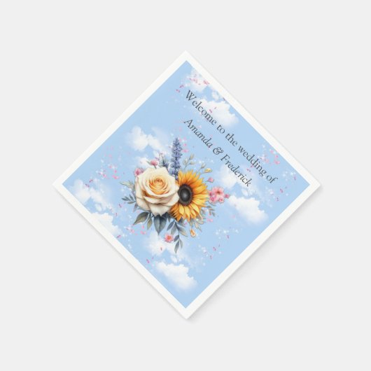 春と夏の花の花模様 スタンダードカクテルナプキン (角)