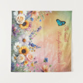 春と夏の花の花模様 タペストリー (正面(横))