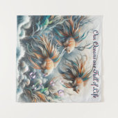 春と夏の花の花模様 タペストリー (正面(横))