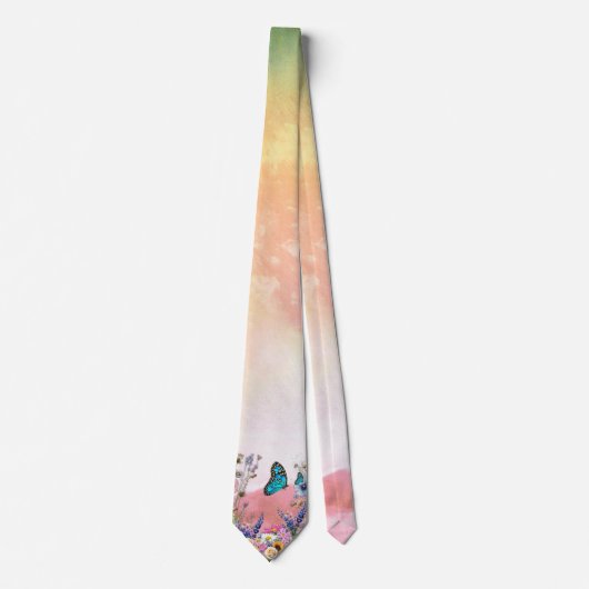 春と夏の花の花模様 ネクタイ (正面)