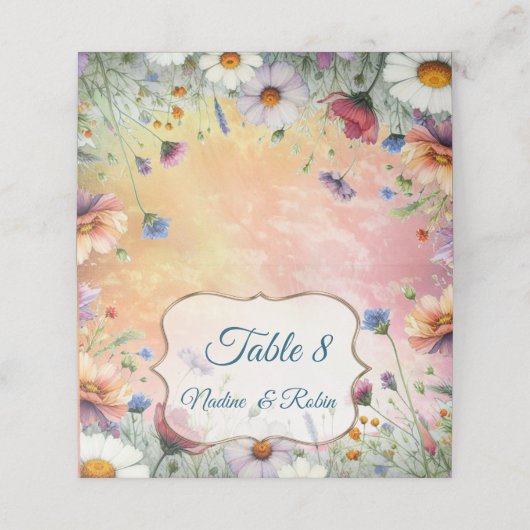 春と夏の花の花模様 プレイスカード (外部開封)