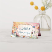 春と夏の花の花模様 プレイスカード (正面)