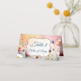 春と夏の花の花模様 プレイスカード