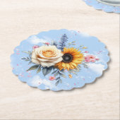 春と夏の花の花模様 ペーパーコースター (アングル)