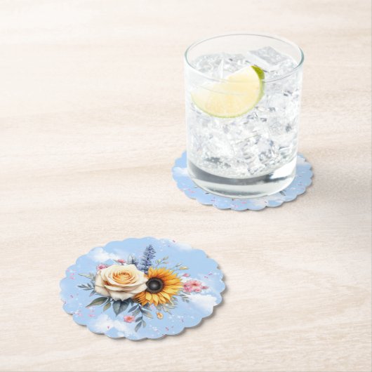 春と夏の花の花模様 ペーパーコースター (インサイチュ)