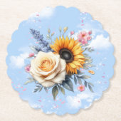 春と夏の花の花模様 ペーパーコースター (正面)