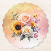 春と夏の花の花模様 ペーパーコースター (正面)