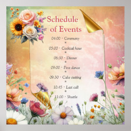 春と夏の花の花模様 ポスター