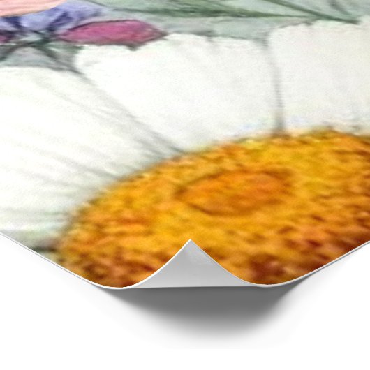 春と夏の花の花模様 ポスター (角)