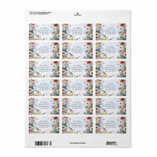 春と夏の花の花模様 ラベル (フルシート)