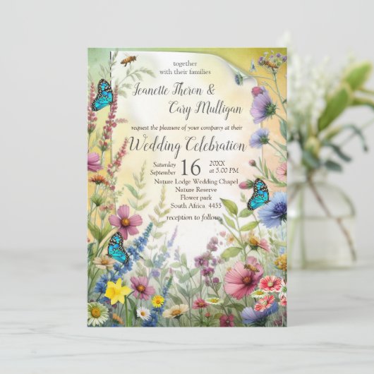 春と夏の花の花模様 招待状 (スタンド正面)