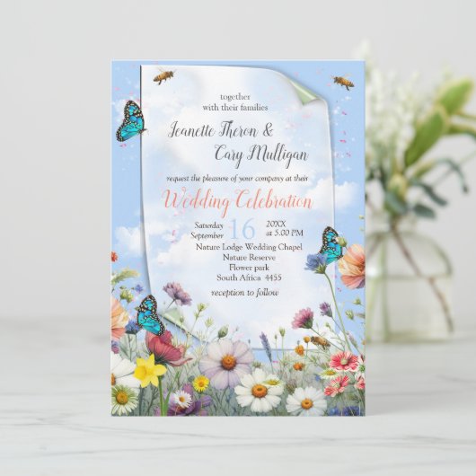 春と夏の花の花模様 招待状 (スタンド正面)