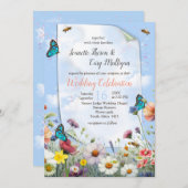 春と夏の花の花模様 招待状 (正面/裏面)