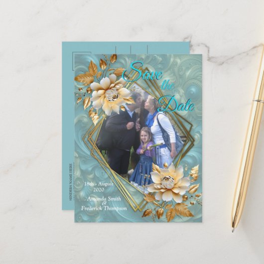 春と夏の花の花模様 案内ポストカード (正面/裏面インサイチュ)