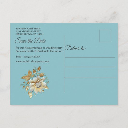 春と夏の花の花模様 案内ポストカード (裏面)