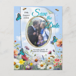 春と夏の花の花模様 案内ポストカード