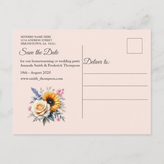 春と夏の花の花模様 案内ポストカード (裏面)