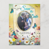 春と夏の花の花模様 案内ポストカード (正面)