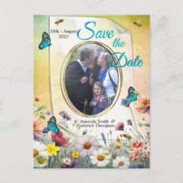 春と夏の花の花模様 案内ポストカード