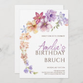 春と夏ワイルドフラワーバースデーパーティー 招待状 (正面/裏面)