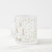 春に春バニーラビットワイルドフラワーガラス フロストグラスマグカップ (正面左)