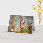 春に柔らかいピンクの柔らかい桜の花 カード (黄色い花)