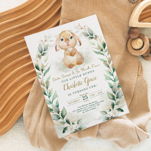 春のうさぎ イースターのうさぎ 1歳の誕生日パーティー 招待状