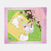 春のお祝いのピクニック フリースブランケット (正面(横))